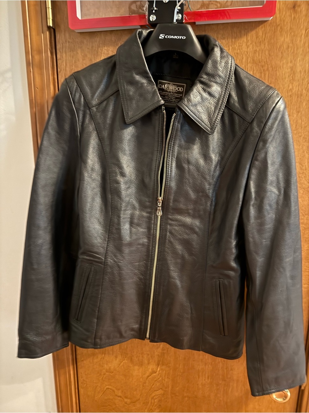 Oakwood Women's Black Leather Zip Front Jacket